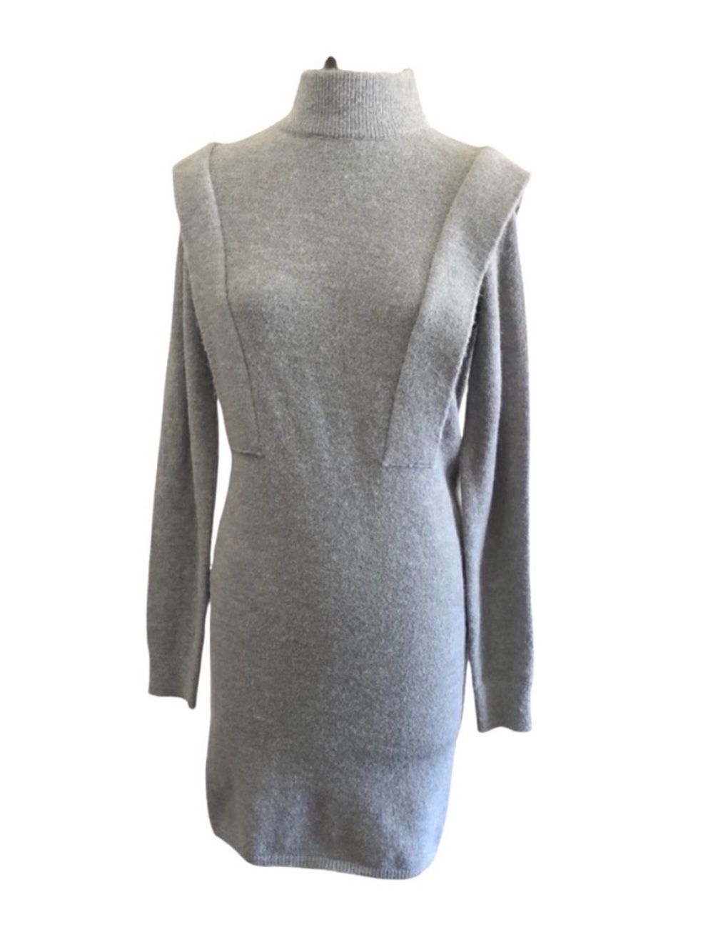 NWT JLUXLABEL Heather Gray Knit Sweater Midi Dress Small career dressy